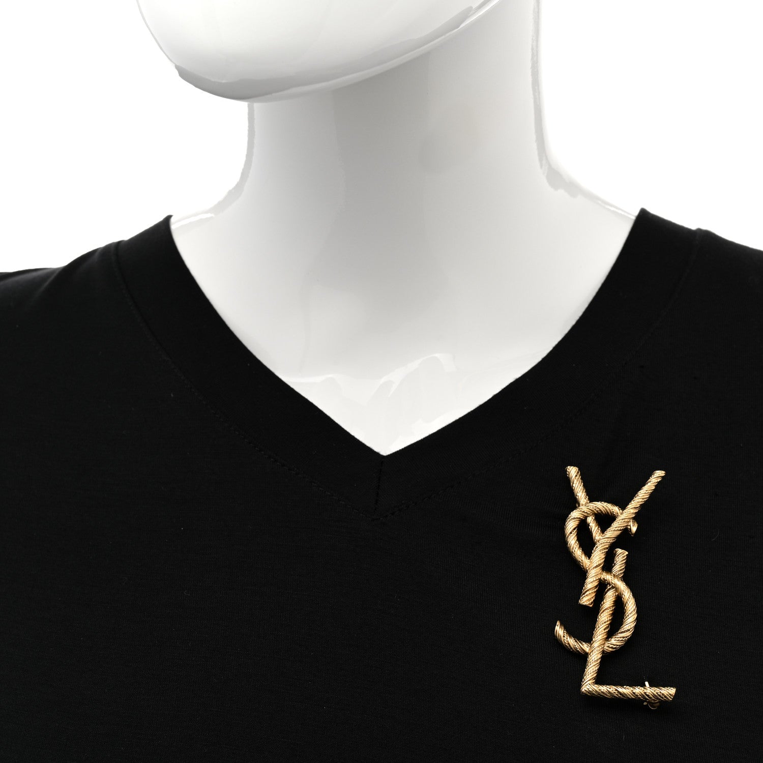 Saint Laurent Brass Cassandre Opyum YSL Twisted Brooch Gold 2 of 5