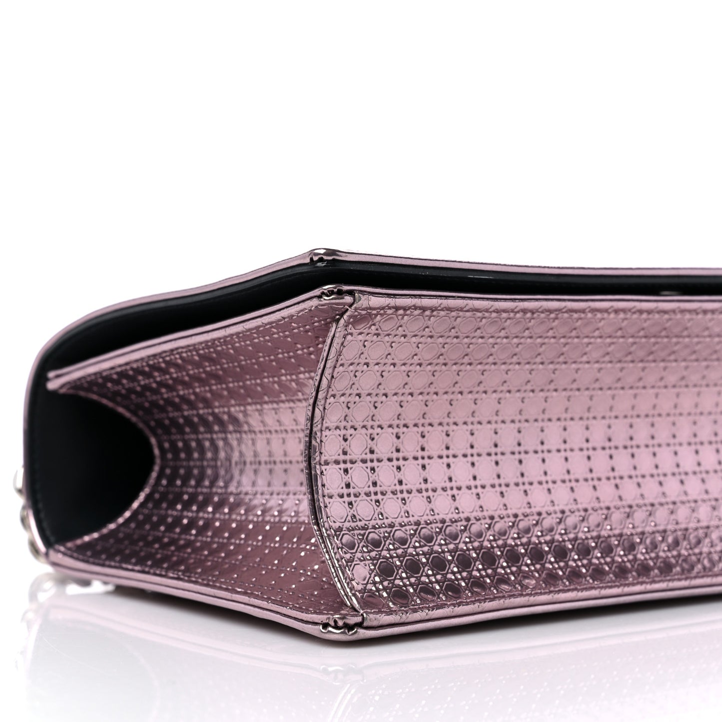 Metallic Patent Micro-Cannage Medium Diorama Flap Bag Pink