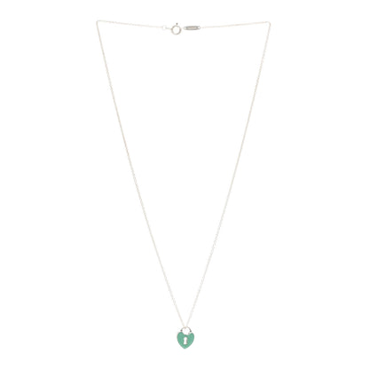 Tiffany Sterling Silver Enamel Heart Lock Pendant Necklace Blue 3 of 4