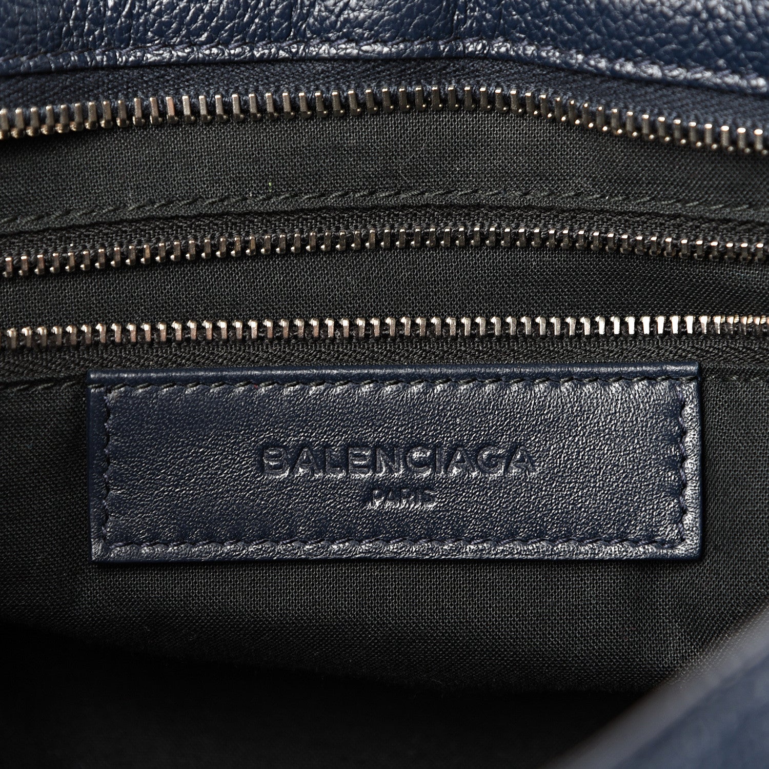 Balenciaga Chevre Silver Metallic Edge Hardware City Bleu Nuit Dark Sea 5 of 10