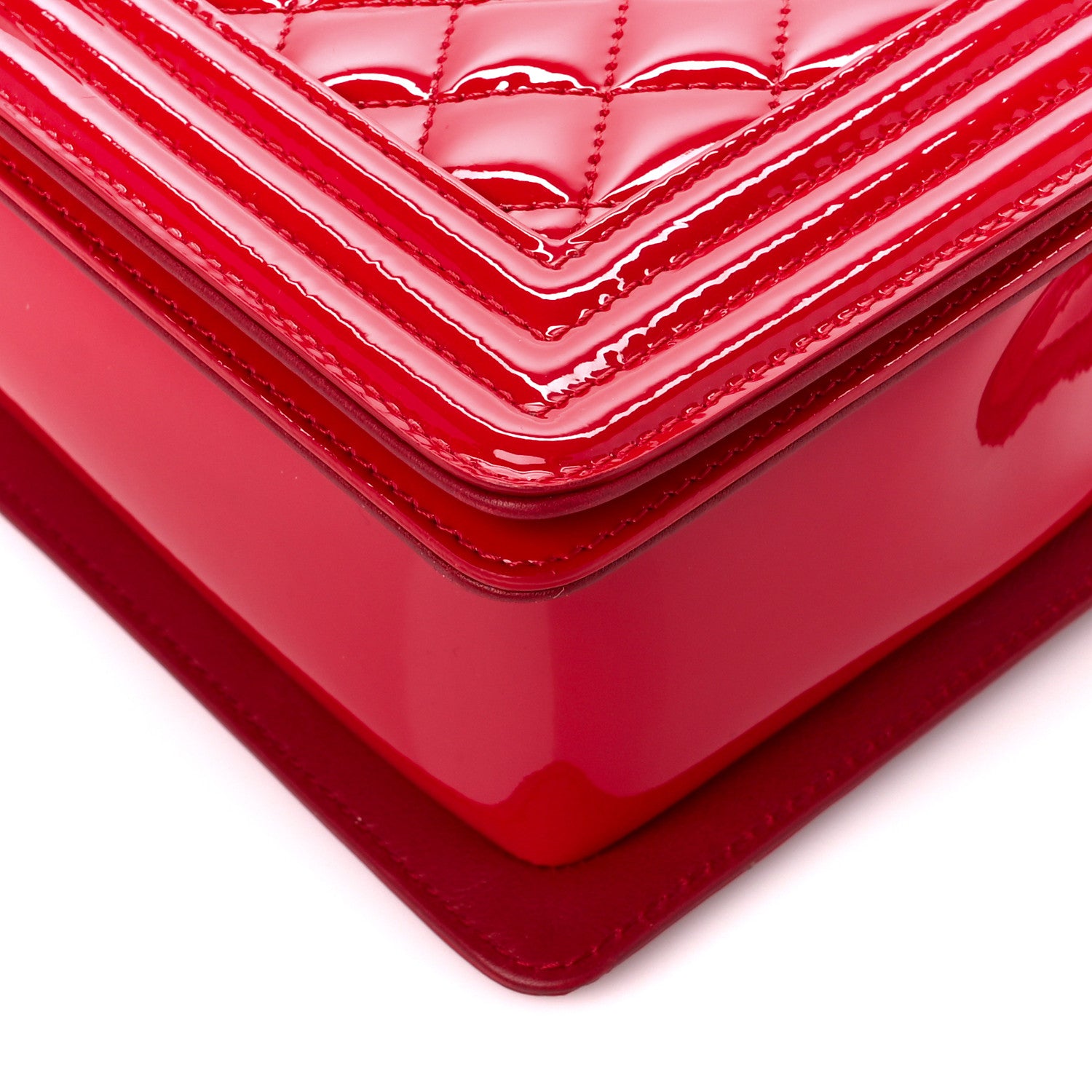 Chanel Patent Calfskin New Medium Plexiglass Boy Flap Red 10 of 12