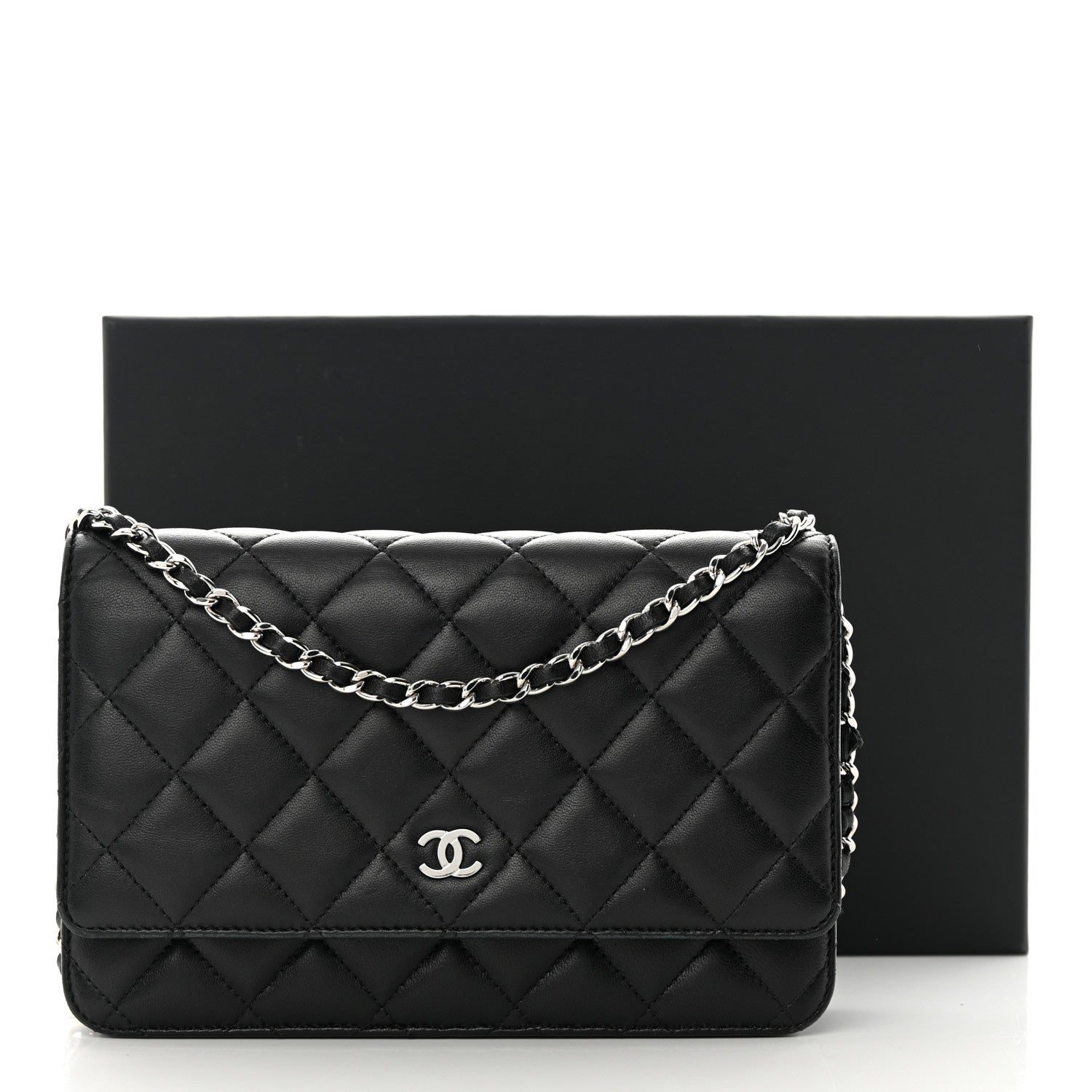 Chanel Lambskin Quilted Wallet On Chain WOC Black 17 of 17