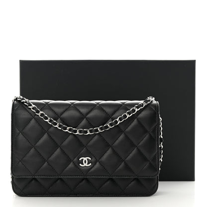 Chanel Lambskin Quilted Wallet On Chain WOC Black 17 of 17