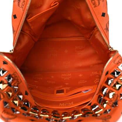 MCM Visetos Side Stud Medium Stark Backpack Orange 4 of 5