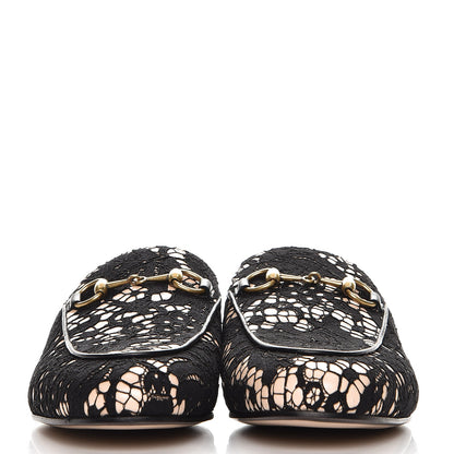 Gucci Lace Malaga Kid Womens Princetown Slippers 36 Black Skin Rose 3 of 8