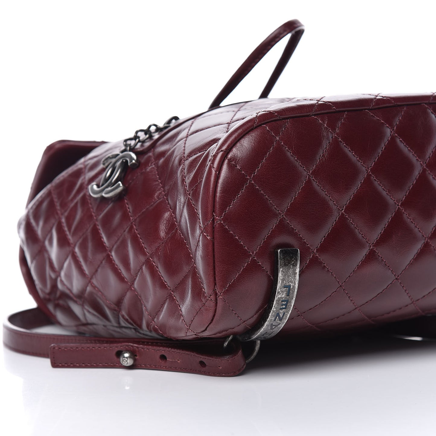 Glazed Calfskin Quilted Small Salzburg Backpack Burgundy