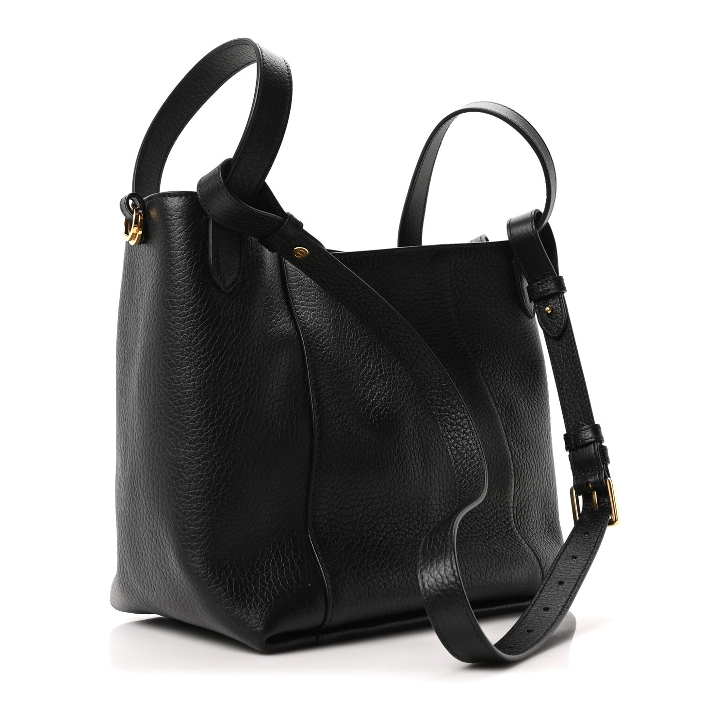 Calfskin Medium Signature Bucket Bag Black