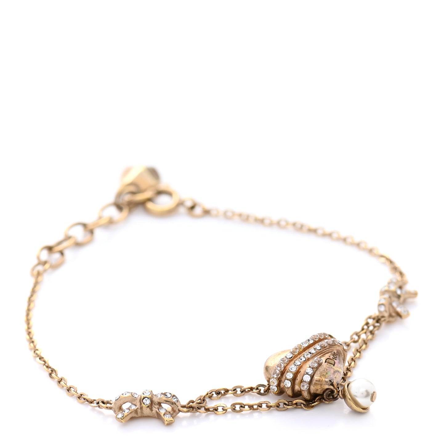 Crystal Heart Charms Bracelet Gold