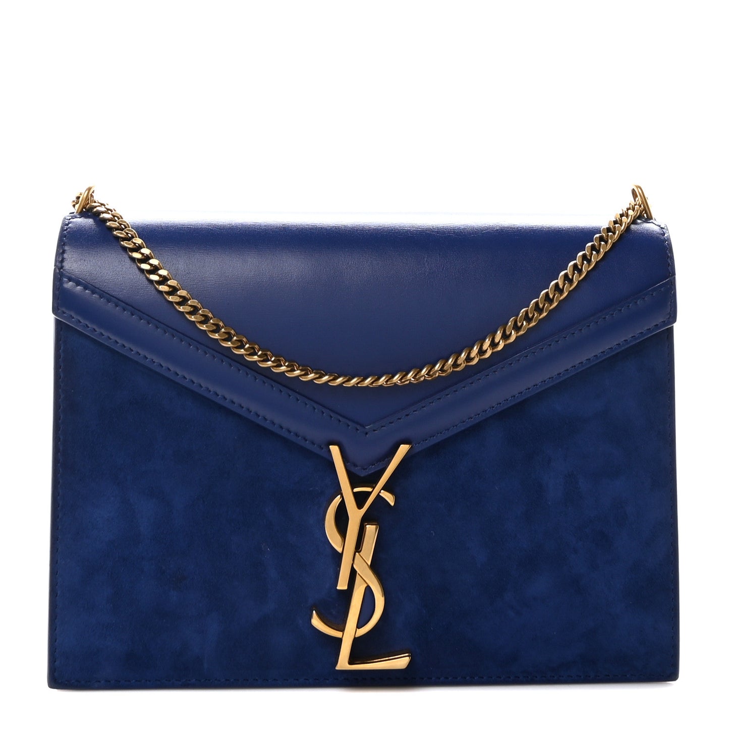 Smooth Calfskin Suede Monogram Cassandra Clasp Bag Bleu Saphir