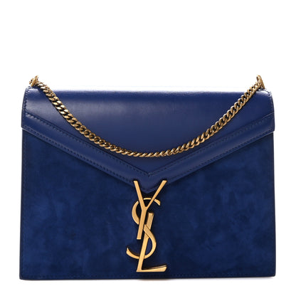 Saint Laurent Smooth Calfskin Suede Monogram Cassandra Clasp Bag Bleu Saphir 1 of 10