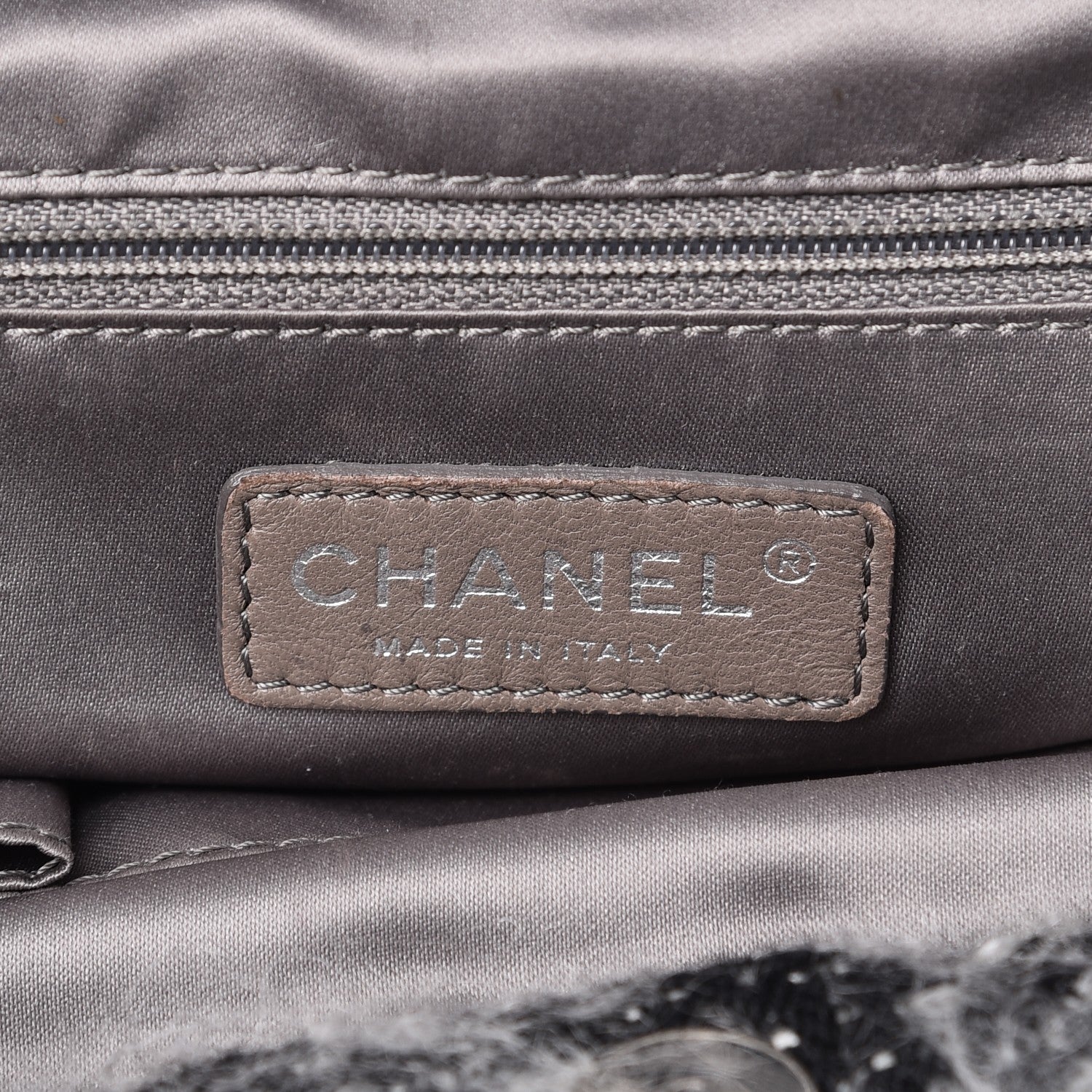 Chanel Tweed Lambskin Drawstring Tweedy Tote Black 6 of 11