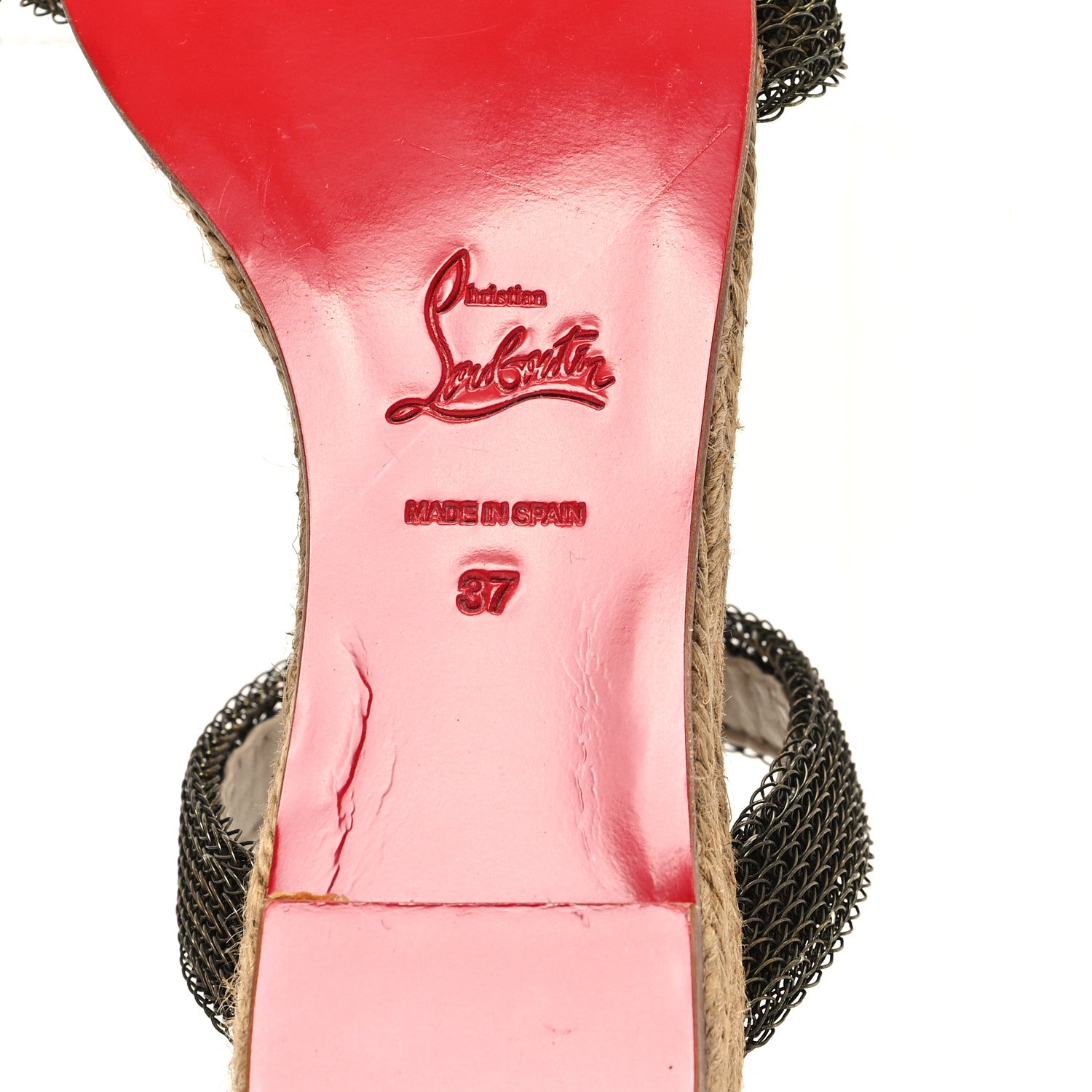 Christian Louboutin Rope Cadena Flat Chain Sandals 37 Gold Beige 7 of 9