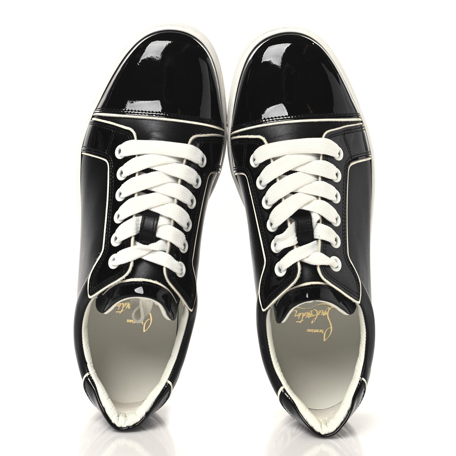 Christian Louboutin Patent Calfskin Funnyto Low Top Sneaker 38.5 Black 2 of 9
