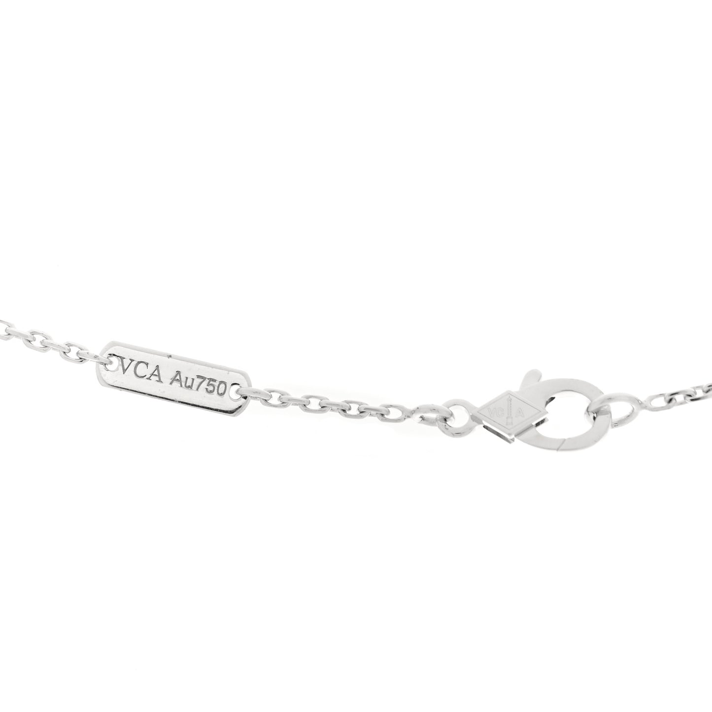 18K White Gold Diamond Vintage Alhambra Pendant Necklace