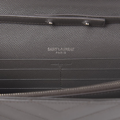Saint Laurent Grain De Poudre Matelasse Chevron Monogram Chain Wallet Grey 6 of 11
