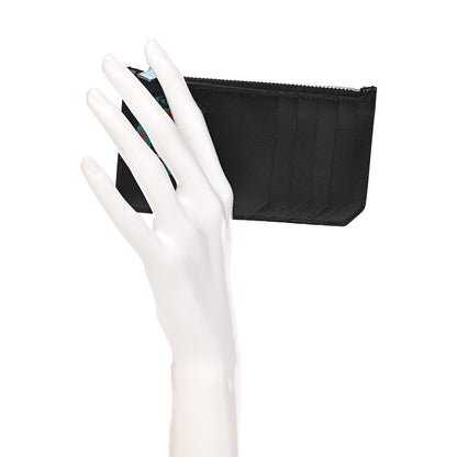 Saint Laurent Calfskin Moujik Patch Fragments Zip Pouch Card Holder Black 2 of 9