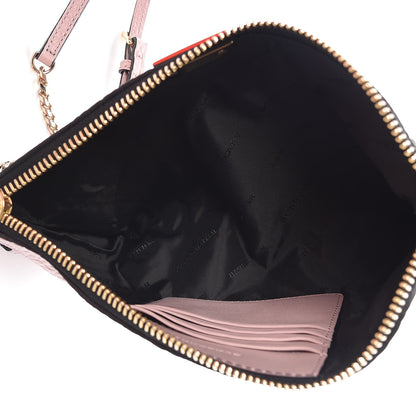 Burberry Signature Grain Calfskin Check Embossed Peyton Crossbody Clutch Bag Pale Orchid 5 of 10