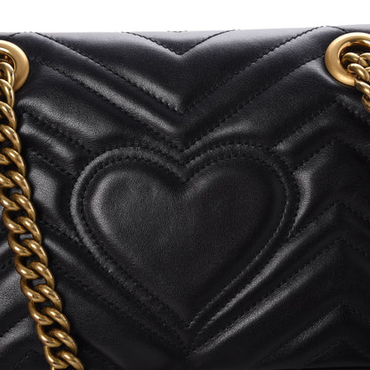 Gucci Calfskin Matelasse Mini GG Marmont Shoulder Bag Black 9 of 11