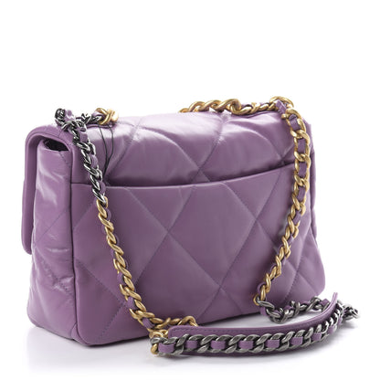Chanel Goatskin Quilted Medium 19 Flap Violet Purple 3 of 11