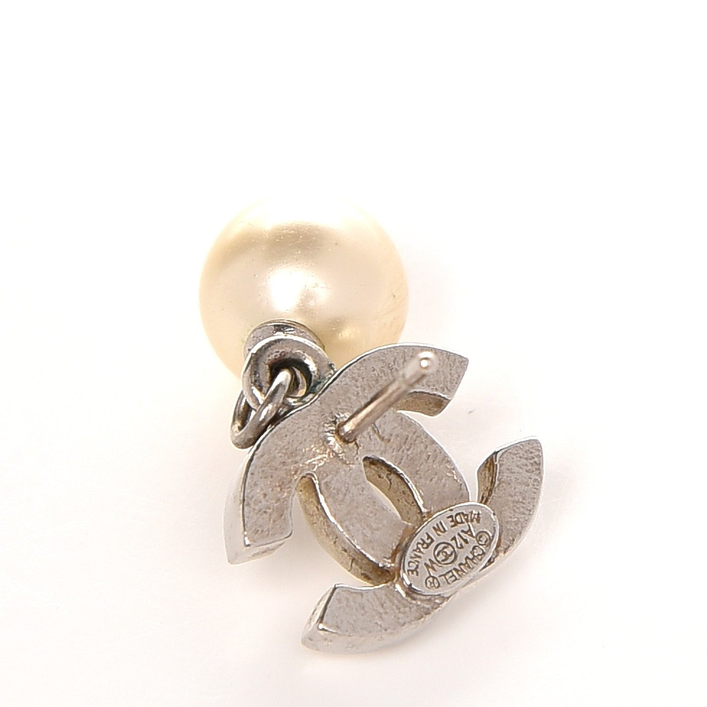 Pearl CC Drop Earrings Silver