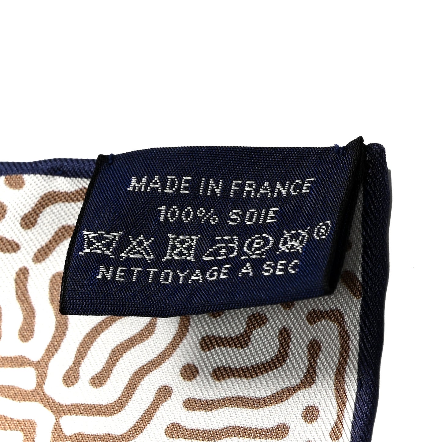Silk Clair De Lune Double Face Scarf 90 Marine White Beige