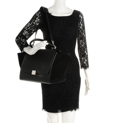 Celine Drummed Calfskin Suede Medium Trapeze Black 2 of 9