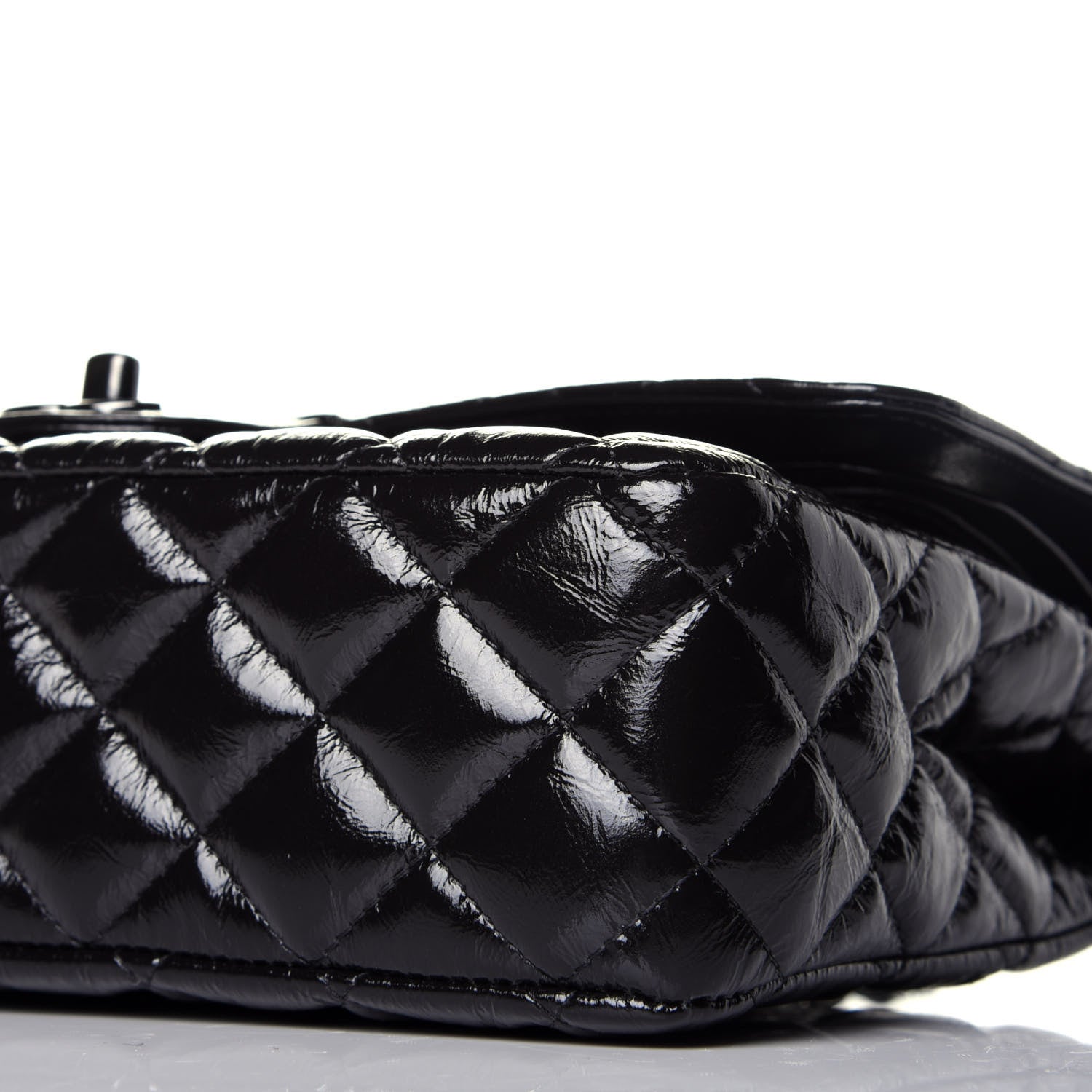 Chanel Shiny Crumpled Calfskin Quilted Medium Double Flap So Black 9 of 10