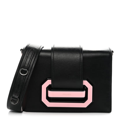 Prada City Calf Plex Ribbon Bag Black Rosa 1 of 9