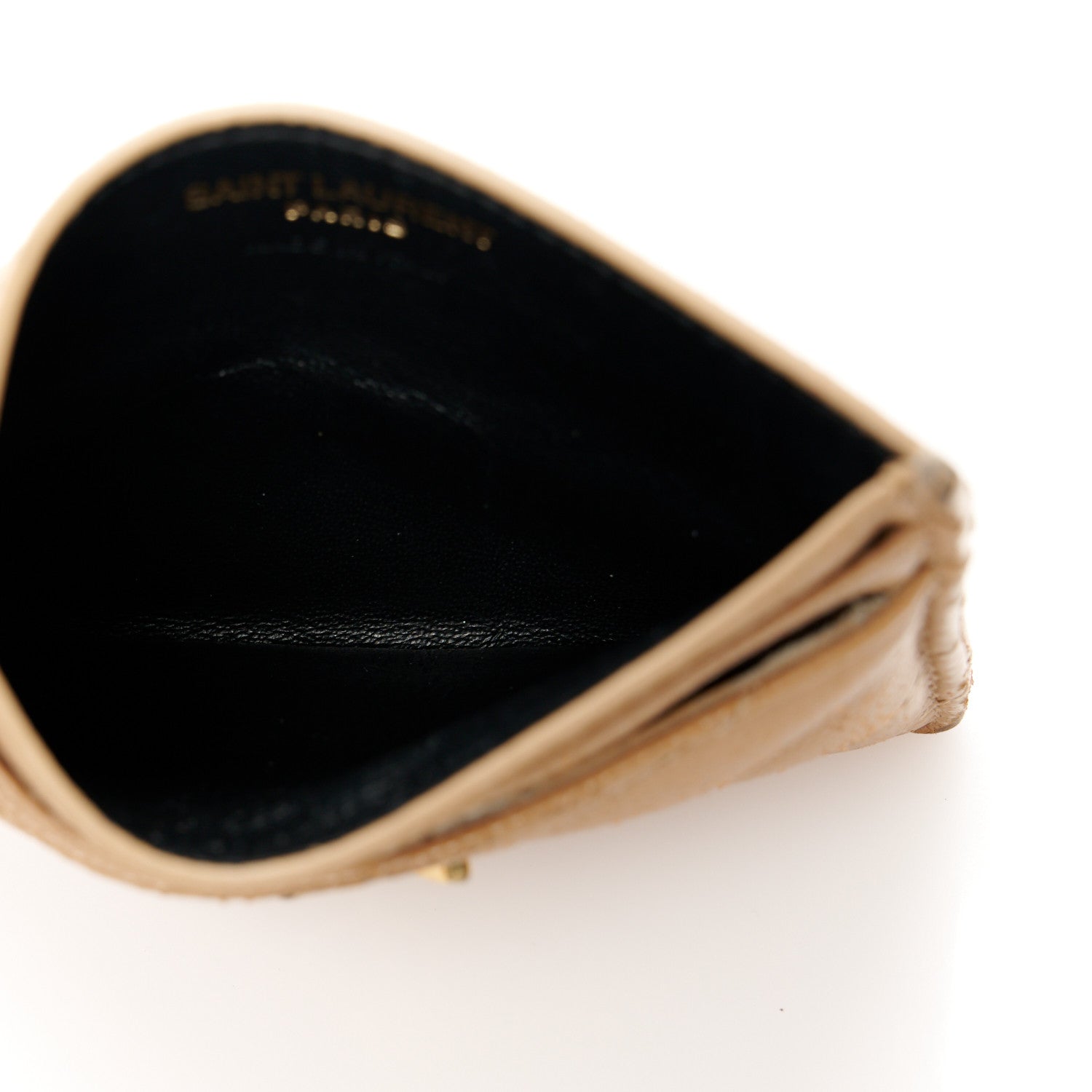 Saint Laurent Grain De Poudre Matelasse Chevron Monogram Credit Card Case Cork 5 of 10