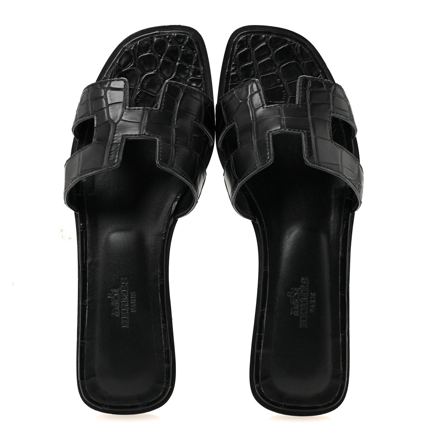 Matte Alligator Oran Sandals 36.5 Black