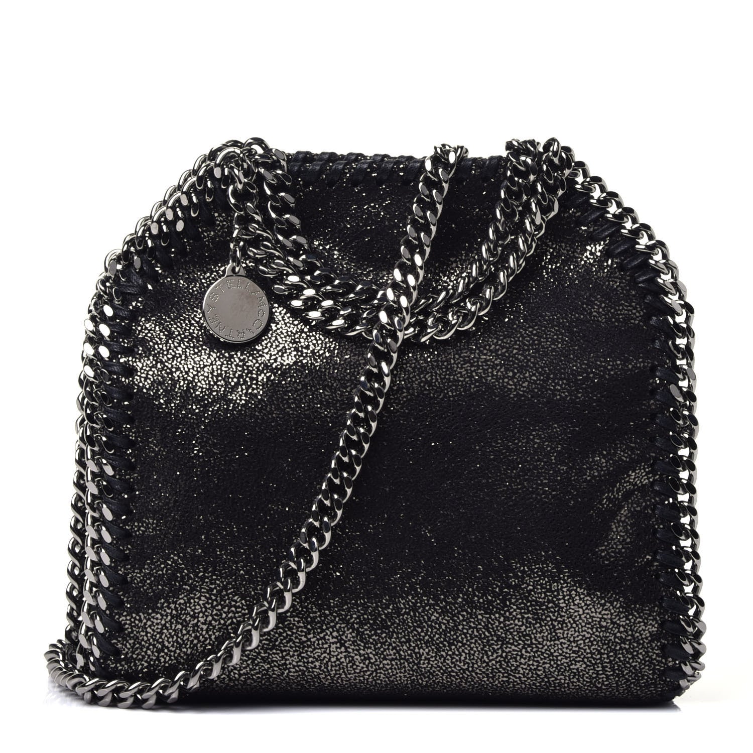 Stella McCartney Chamois Shiny Dotted Tiny Falabella Fold Over Tote Ruthenium 1 of 9