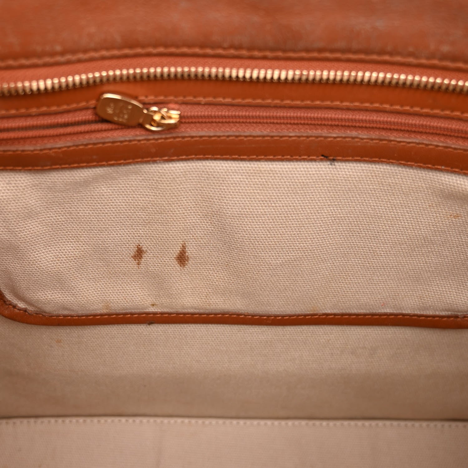 MCM Visetos Dog Bone Striped Shopper Tote Cognac 10 of 13