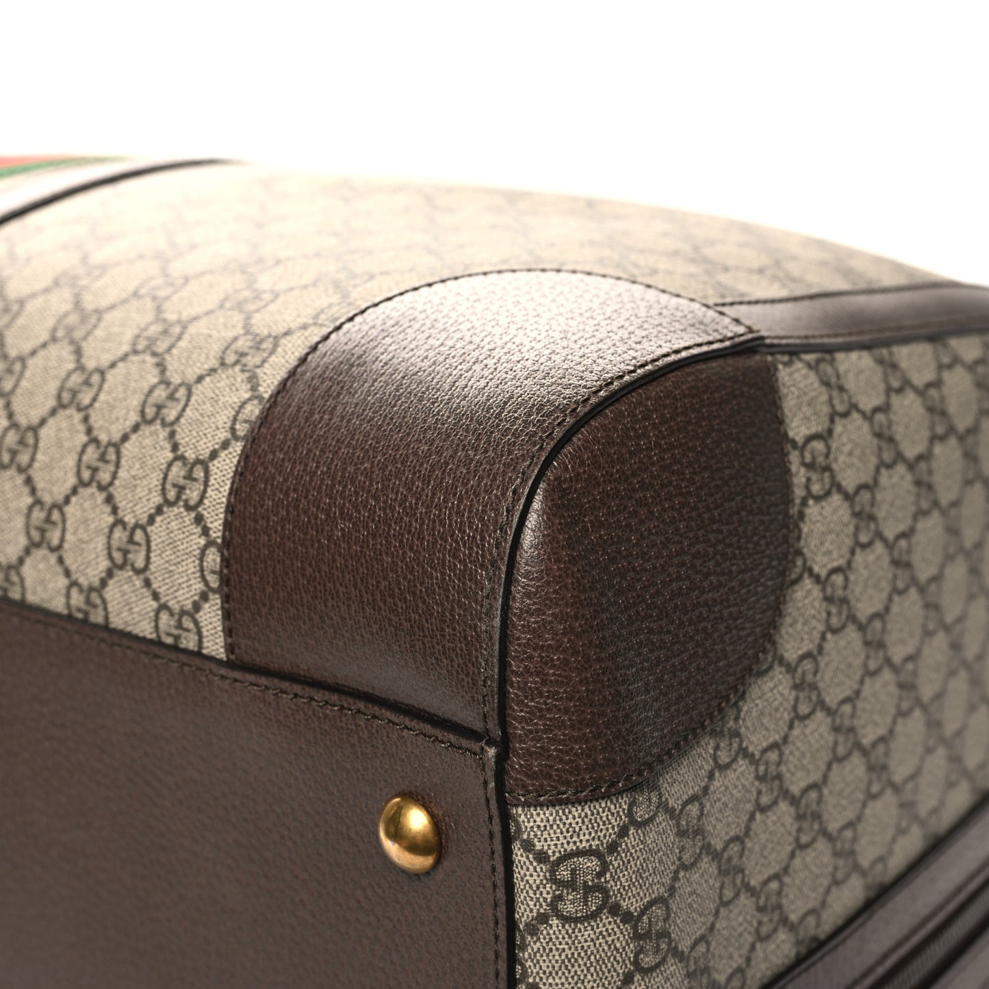 GG Supreme Monogram Textured Dollar Calfskin Web Large Savoy Duffle Bag Beige Ebony New Acero