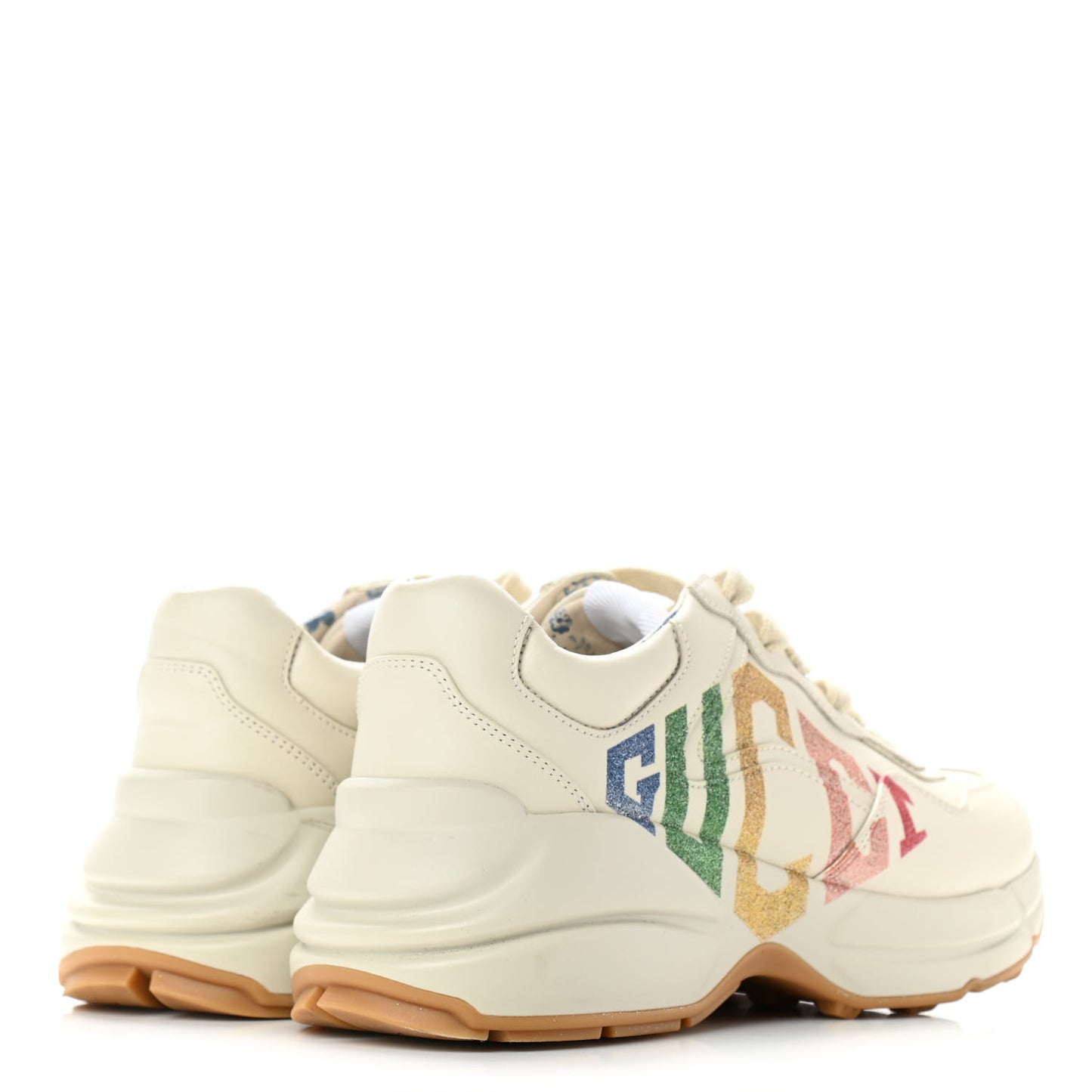 Calfskin Glitter Game Logo Womens Rhyton Sneakers 36.5 Mystic White