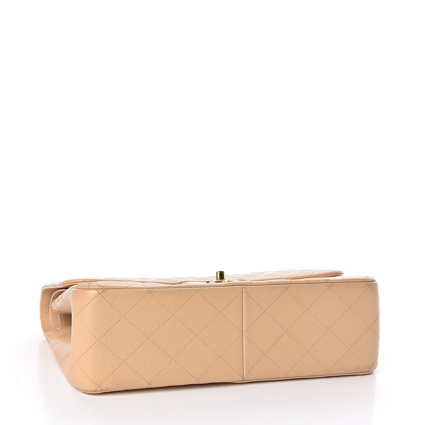 Caviar Quilted Jumbo Double Flap Beige Clair