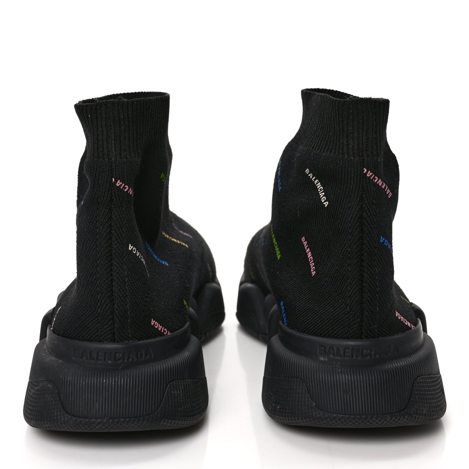 Balenciaga Technical 3D Recycled Knit Allover Logo Mens Speed 2.0 Sneakers 40 Black Multicolor 5 of 9