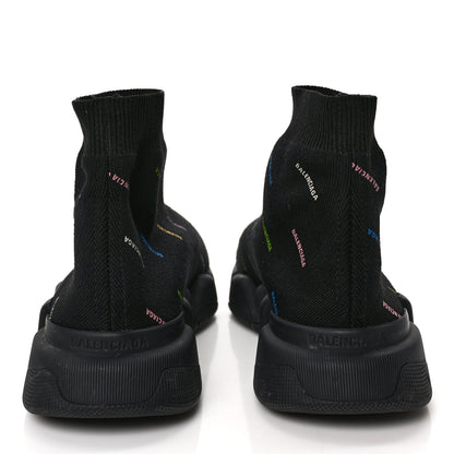 Balenciaga Technical 3D Recycled Knit Allover Logo Mens Speed 2.0 Sneakers 40 Black Multicolor 5 of 9
