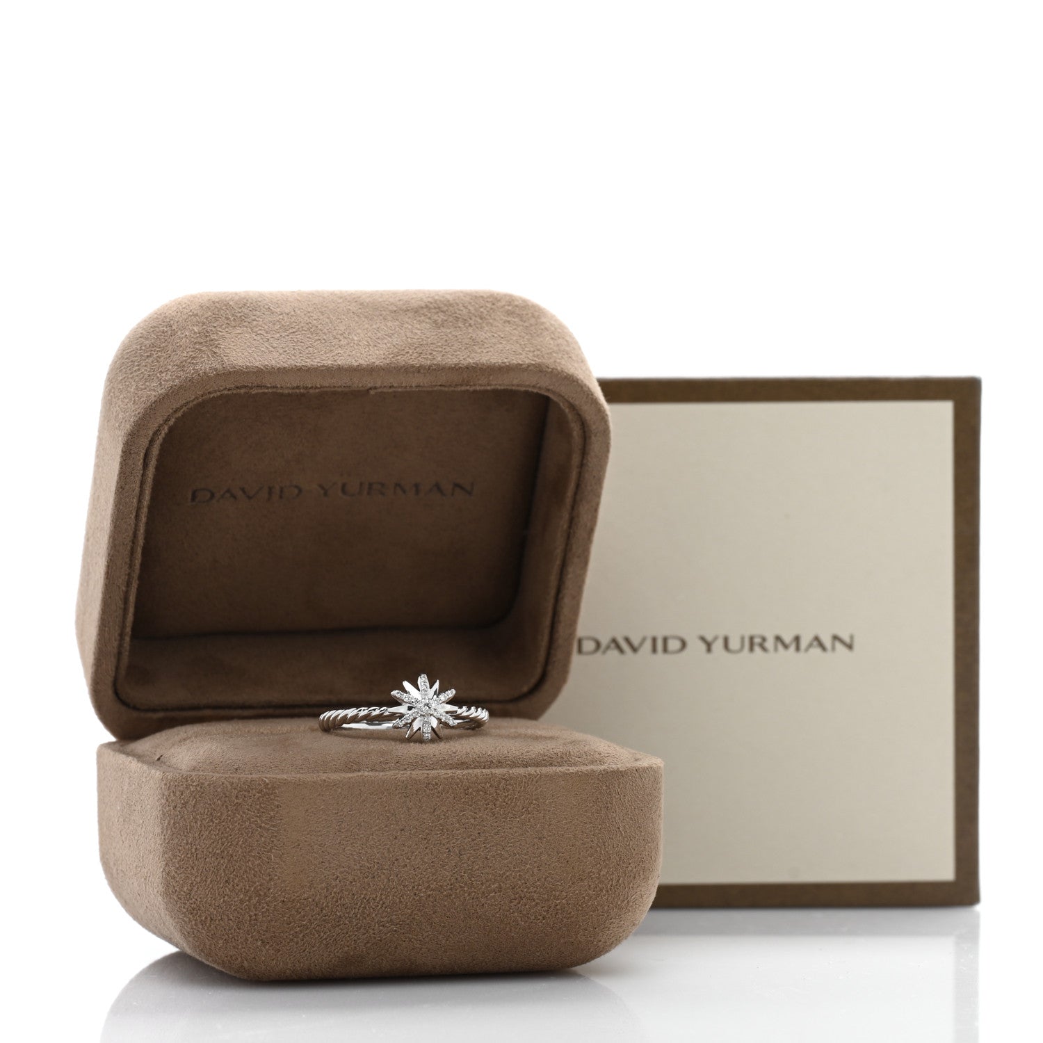 David Yurman Sterling Silver Diamond Petite Starburst Ring 56 7.75 5 of 5