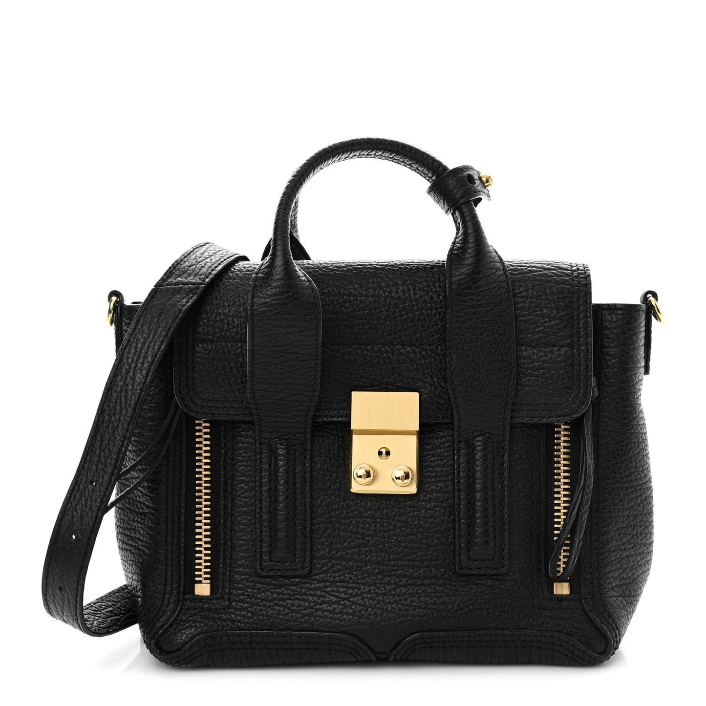 Textured Calfskin Mini Pashli Satchel Black