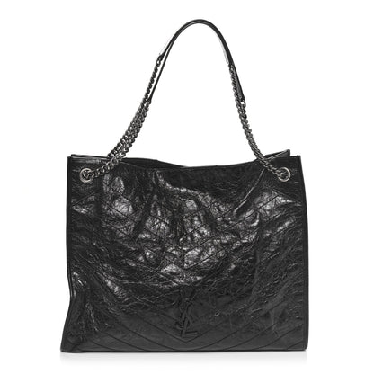 Saint Laurent Crinkled Calfskin Matelasse Monogram Large Niki Shopper Tote Black 1 of 10