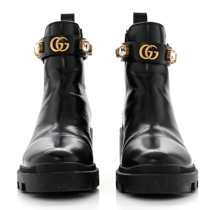 Gucci Calfskin Crystal GG Trip Chelsea Ankle Boots 38.5 Black 2 of 8