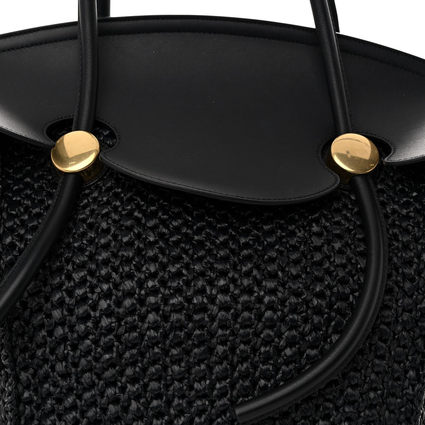 Raffia Calfskin Pipe Bag Black