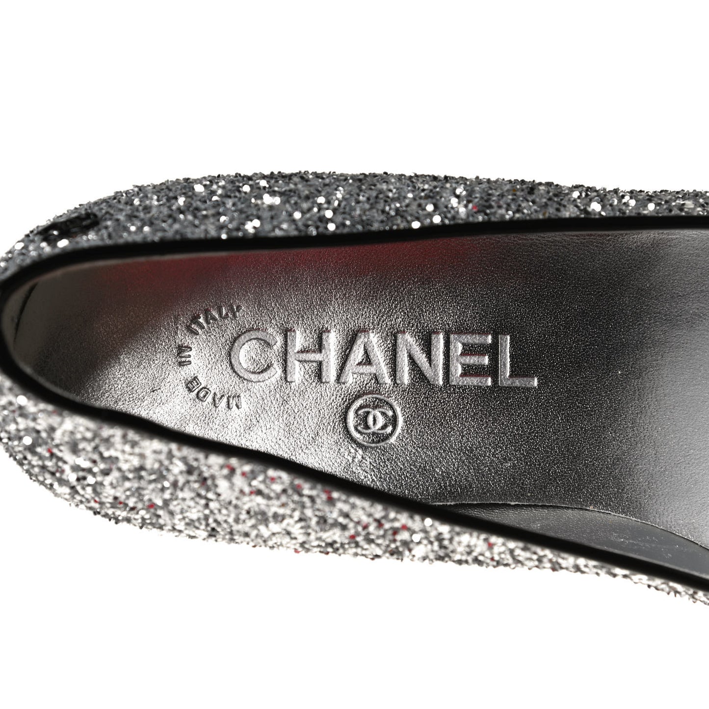 Glitter Fabric Patent Calfskin Mocassin Loafers 36.5 Black Silver