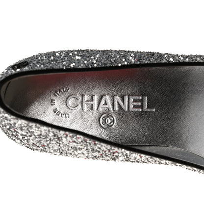 Chanel Glitter Fabric Patent Calfskin Mocassin Loafers 36.5 Black Silver 8 of 12