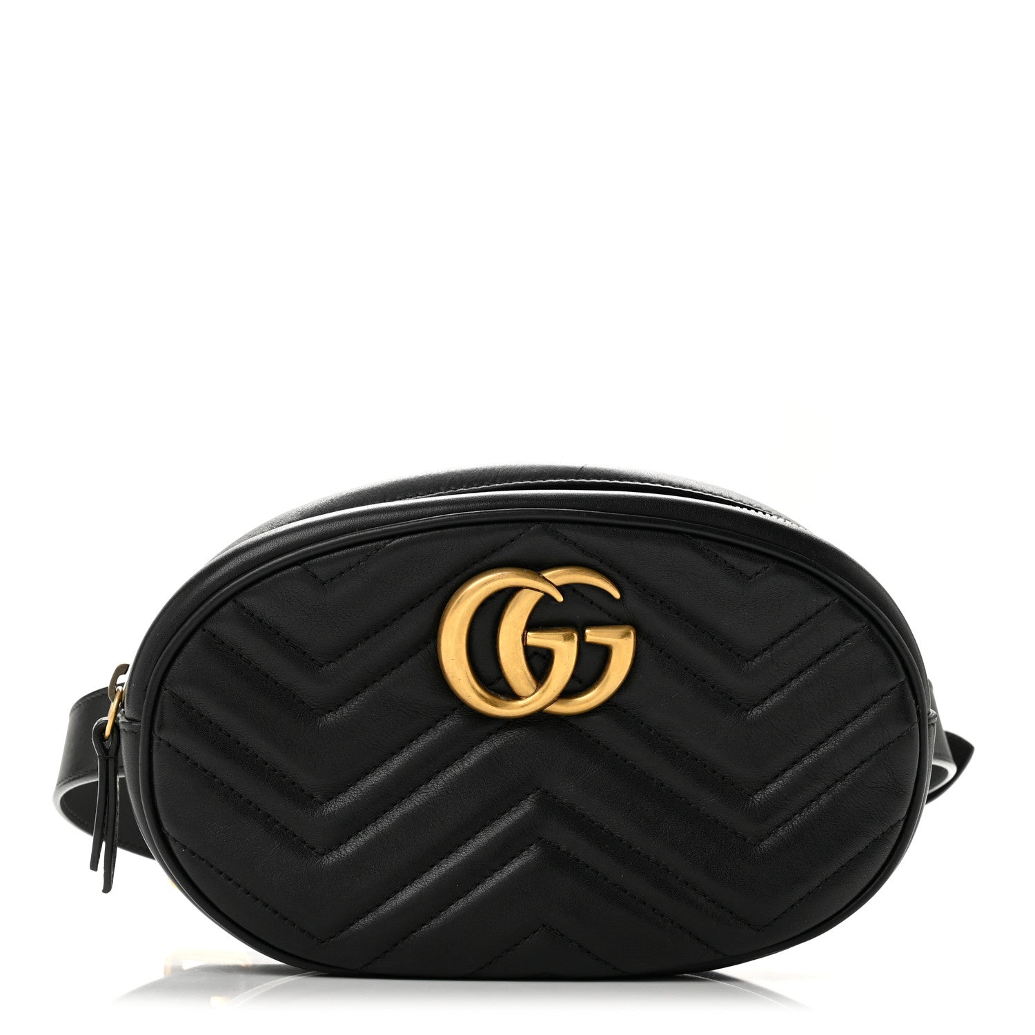 Gucci Calfskin Matelasse GG Marmont Belt Bag 85 34 Black 1 of 13