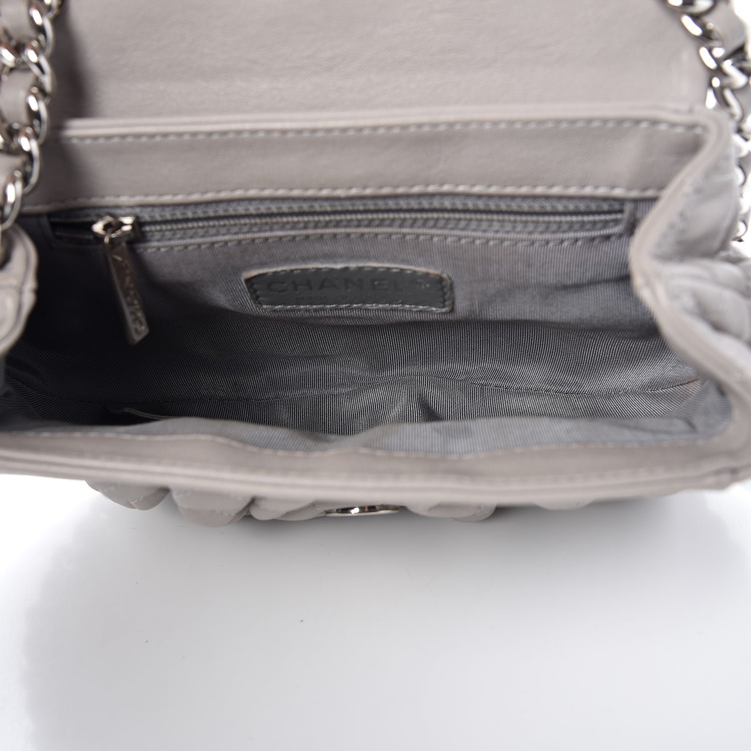 Chanel Washed Lambskin Quilted Mini Chain Around Messenger Grey 5 of 7