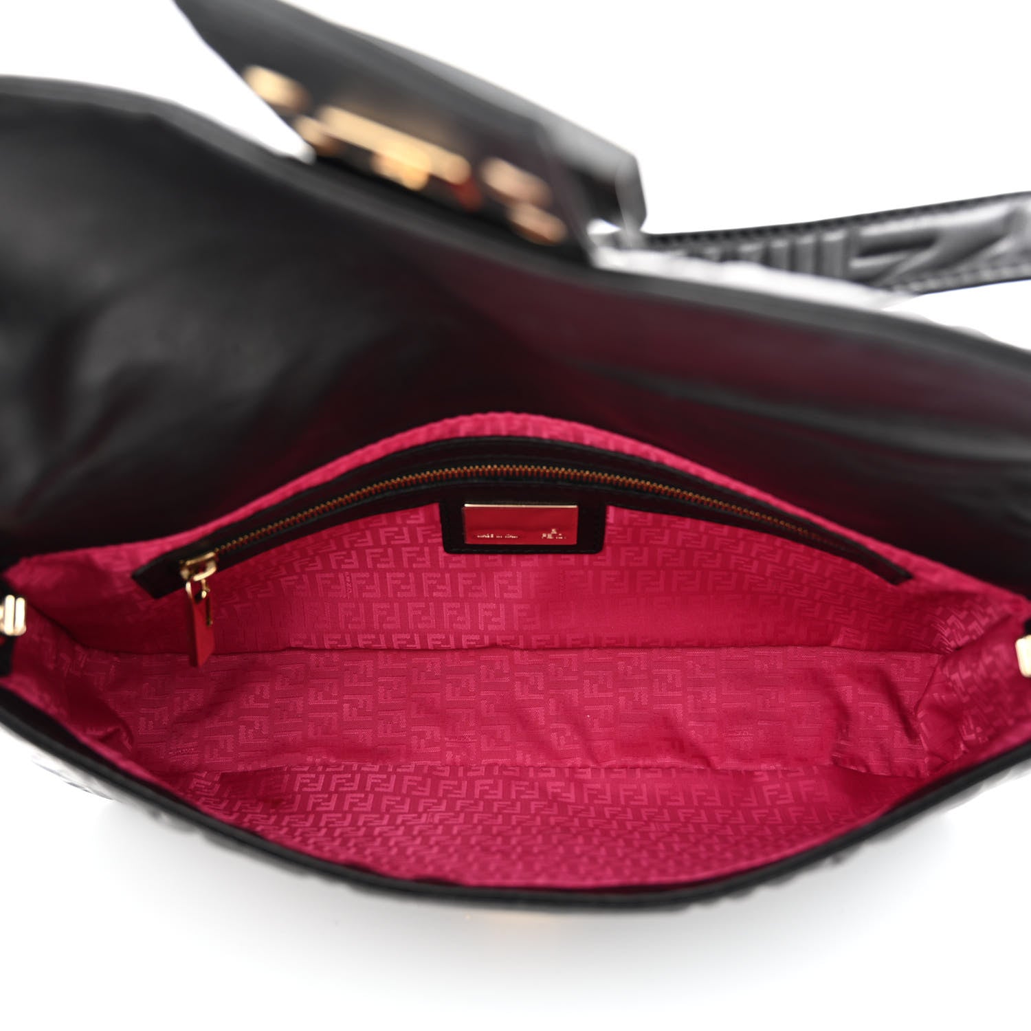 Fendi Nappa Logo Embossed Baguette Black 5 of 10