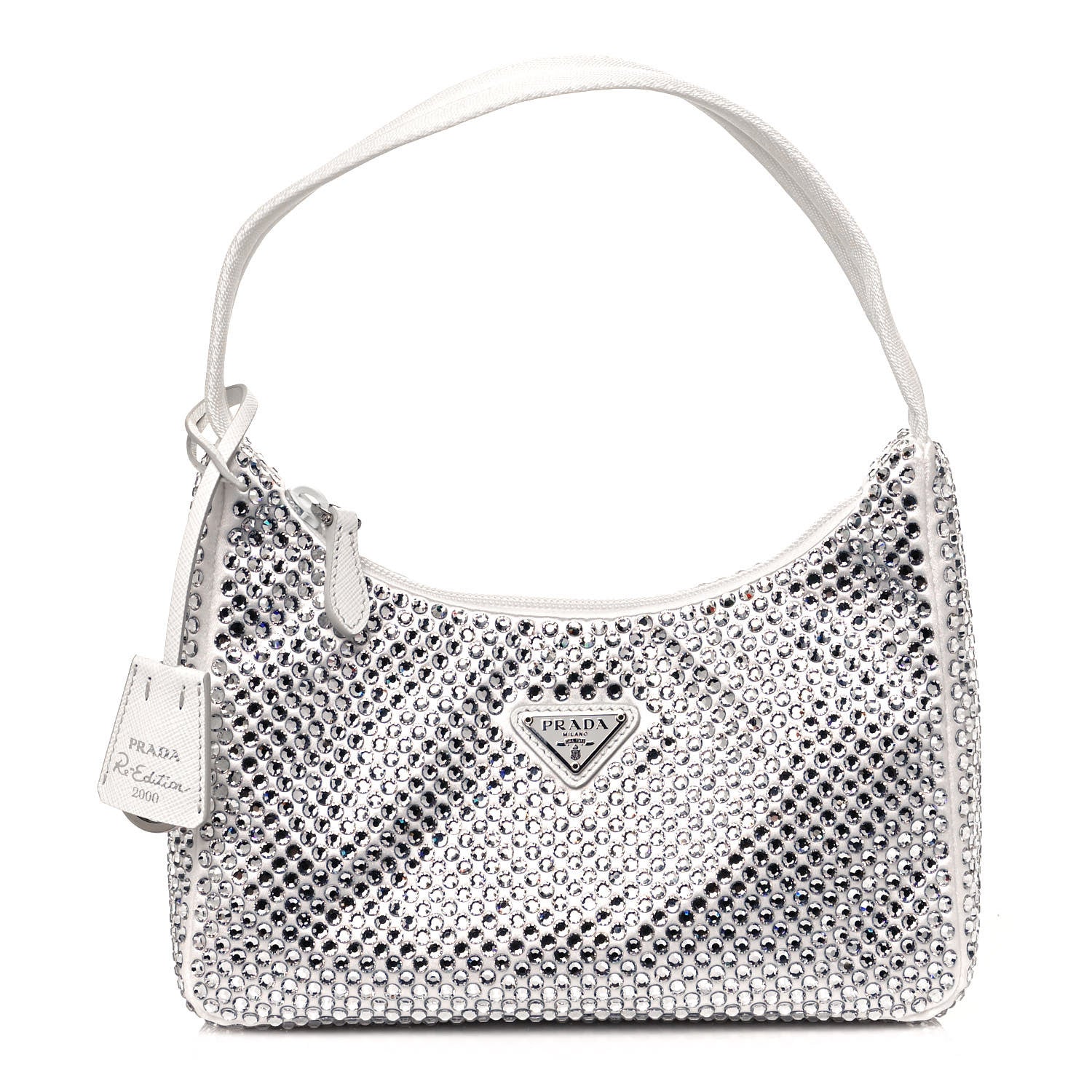 Prada Satin Crystal Mini Re-Edition 2000 Bag White 1 of 12