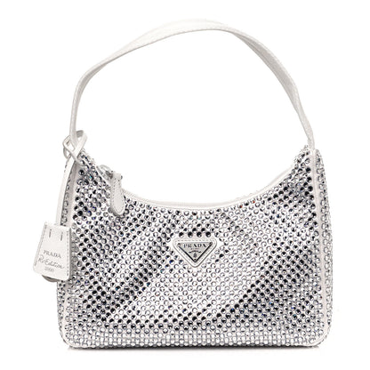 Prada Satin Crystal Mini Re-Edition 2000 Bag White 1 of 12