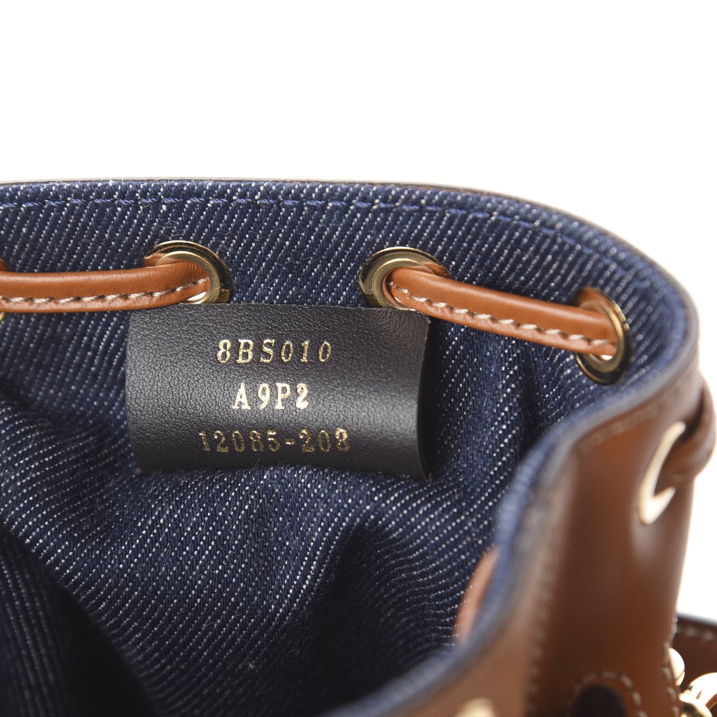 Denim Vitello King F is Fendi FF Embroidered Mini Mon Tresor Bucket Bag Blue Cuoio